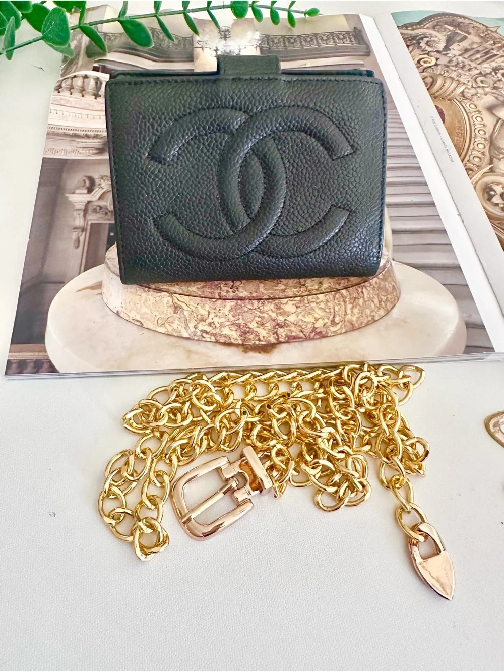 Chanel Caviar Mini Wallet with Chain Belt